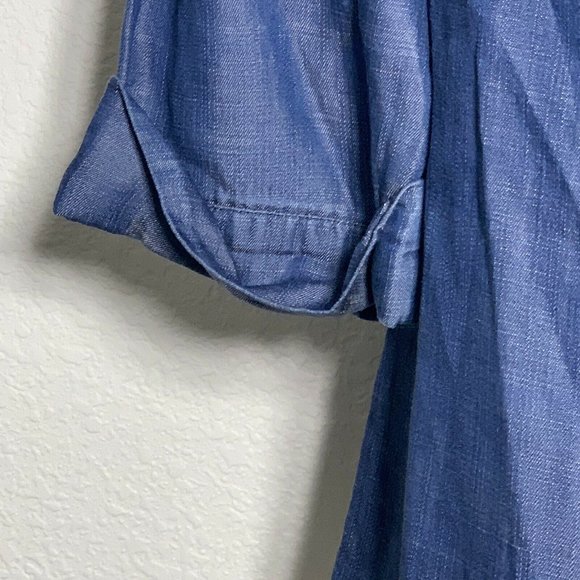 RD Style Blue Chambray Off Shoulder Blouse Medium - Picture 6 of 7